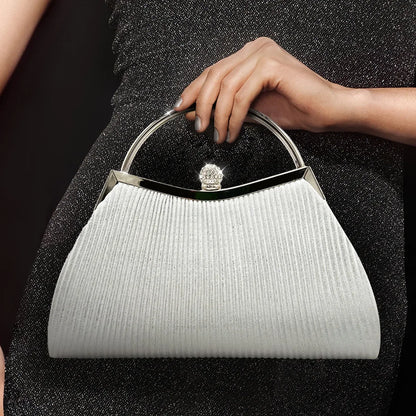 Women Evening Clutch Bag Rhinestone Prom Handbag Chain Shoulder Crossbody Bags Luxury Designer Purse Pleated Tote Bags Aesthetic