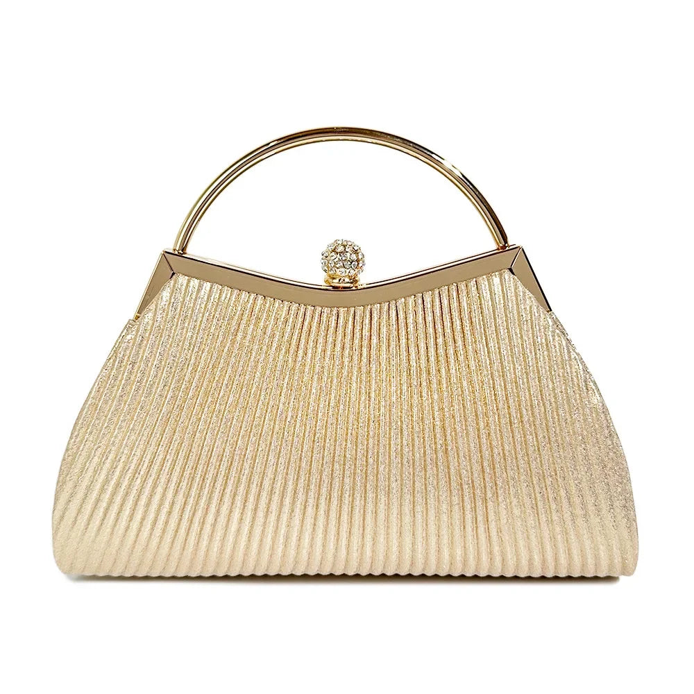 Women Evening Clutch Bag Rhinestone Prom Handbag Chain Shoulder Crossbody Bags Luxury Designer Purse Pleated Tote Bags Aesthetic