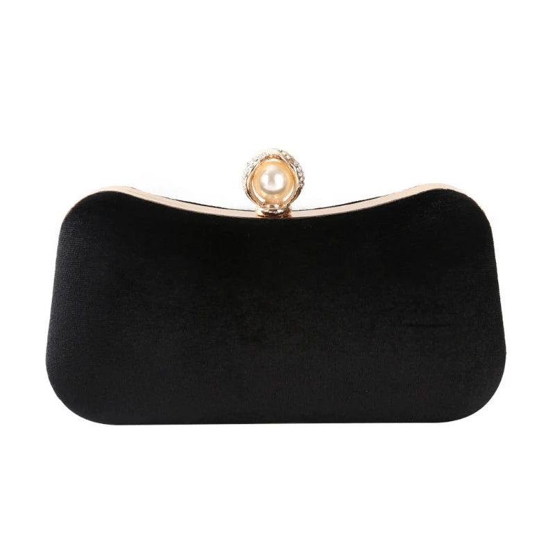 Women Evening Shoulder Bag Bridal Velvet Clutch Party Prom Wedding Crossbody Handbag Purse