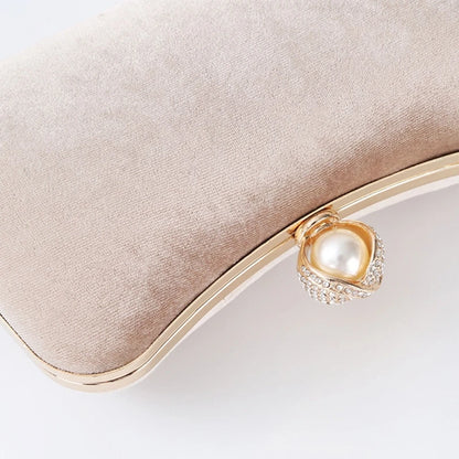 Women Evening Shoulder Bag Bridal Velvet Clutch Party Prom Wedding Crossbody Handbag Purse