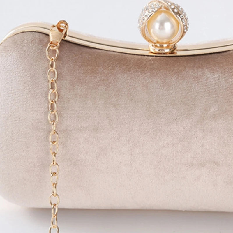 Women Evening Shoulder Bag Bridal Velvet Clutch Party Prom Wedding Crossbody Handbag Purse