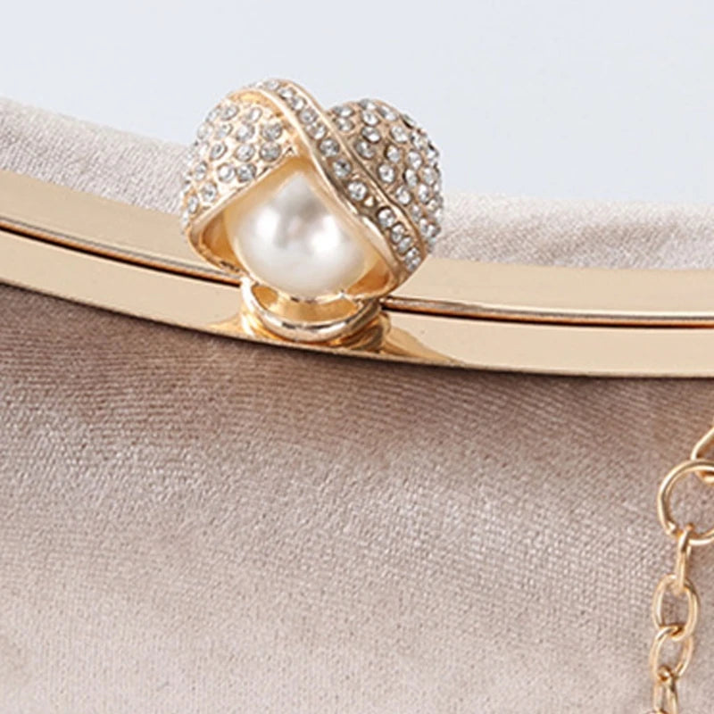 Women Evening Shoulder Bag Bridal Velvet Clutch Party Prom Wedding Crossbody Handbag Purse