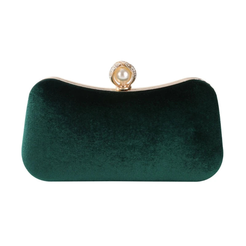 Women Evening Shoulder Bag Bridal Velvet Clutch Party Prom Wedding Crossbody Handbag Purse