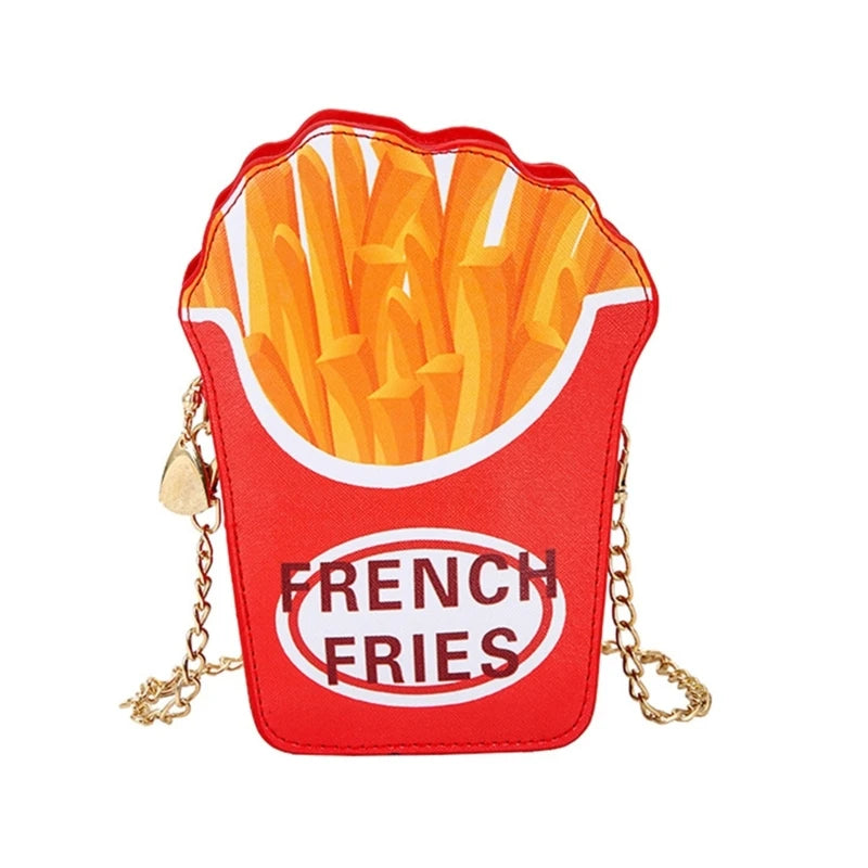 Women Fashion Small Crossbody Bags Autumn Winter Shoulder Bag Cute French Fries Shape Ladies Phone Pouch Purse