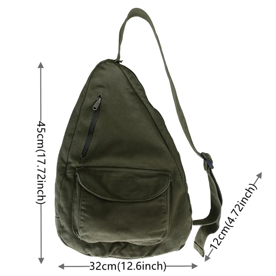 Women Fashion Trend Canvas Crossbody Bag Ladies New High Quality Solid Color Shoulder  Bag Ladies Large Capacity Chest Bag