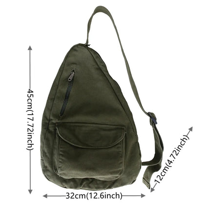 Women Fashion Trend Canvas Crossbody Bag Ladies New High Quality Solid Color Shoulder  Bag Ladies Large Capacity Chest Bag