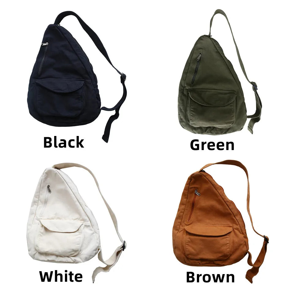 Women Fashion Trend Canvas Crossbody Bag Ladies New High Quality Solid Color Shoulder  Bag Ladies Large Capacity Chest Bag