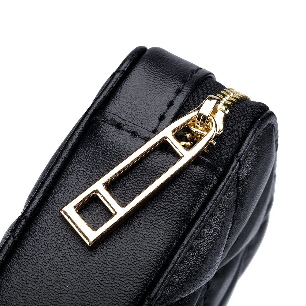 Women Genuine Leather Fashion Lingge Pattern Mini Makeup Bag Lipstick Storage Bags Portable Coins Wallet Small Cosmetic Bag Case