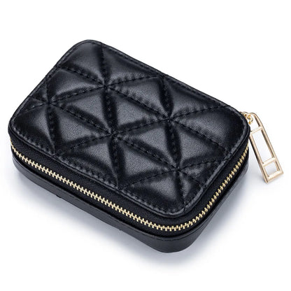 Women Genuine Leather Fashion Lingge Pattern Mini Makeup Bag Lipstick Storage Bags Portable Coins Wallet Small Cosmetic Bag Case