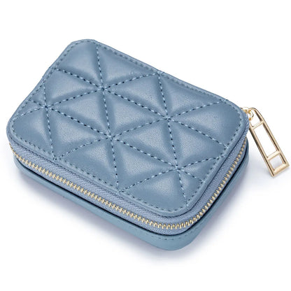 Women Genuine Leather Fashion Lingge Pattern Mini Makeup Bag Lipstick Storage Bags Portable Coins Wallet Small Cosmetic Bag Case