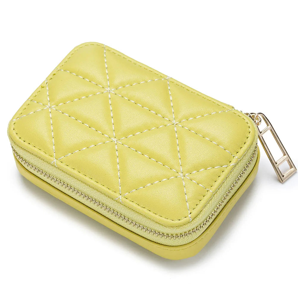Women Genuine Leather Fashion Lingge Pattern Mini Makeup Bag Lipstick Storage Bags Portable Coins Wallet Small Cosmetic Bag Case