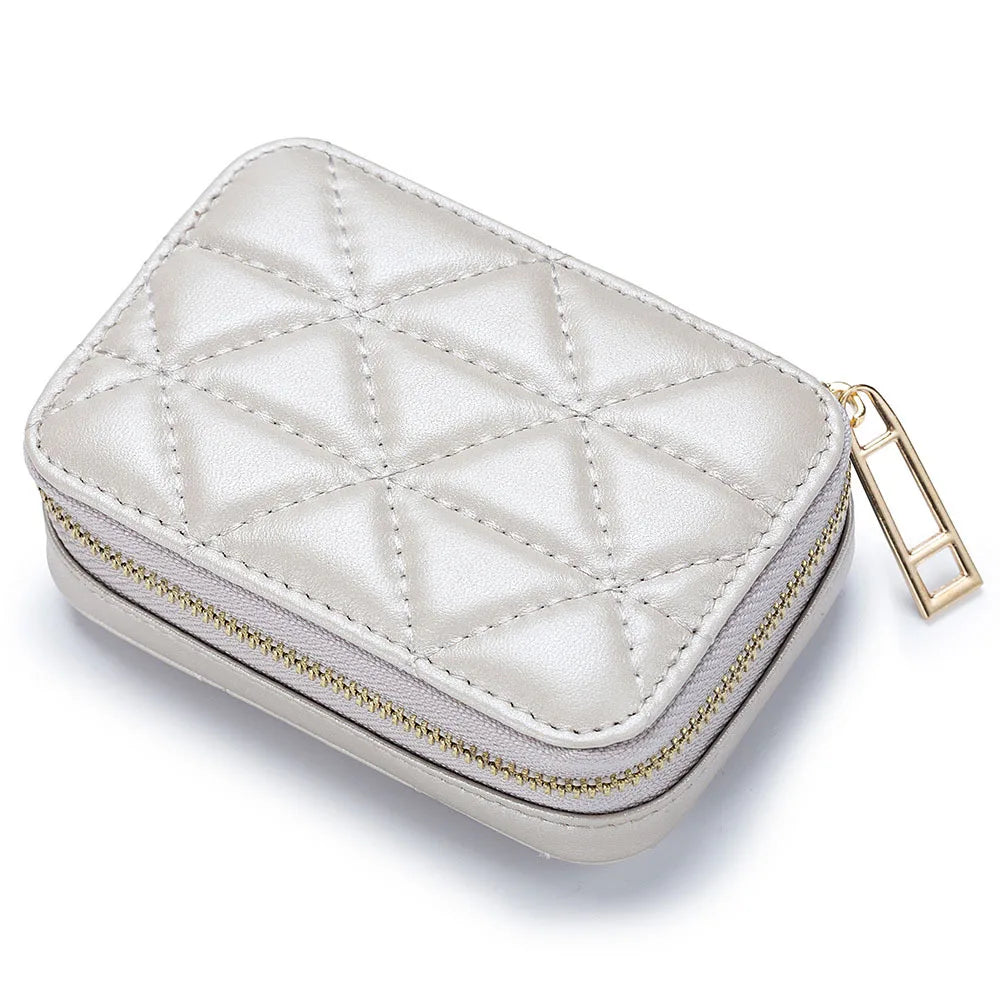 Women Genuine Leather Fashion Lingge Pattern Mini Makeup Bag Lipstick Storage Bags Portable Coins Wallet Small Cosmetic Bag Case