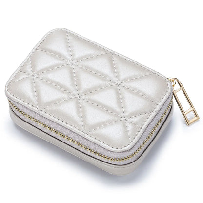Women Genuine Leather Fashion Lingge Pattern Mini Makeup Bag Lipstick Storage Bags Portable Coins Wallet Small Cosmetic Bag Case
