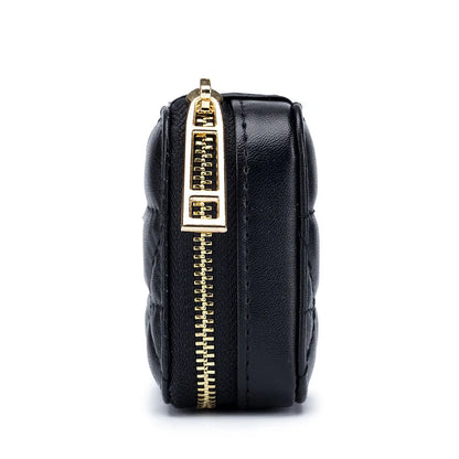Women Genuine Leather Fashion Lingge Pattern Mini Makeup Bag Lipstick Storage Bags Portable Coins Wallet Small Cosmetic Bag Case