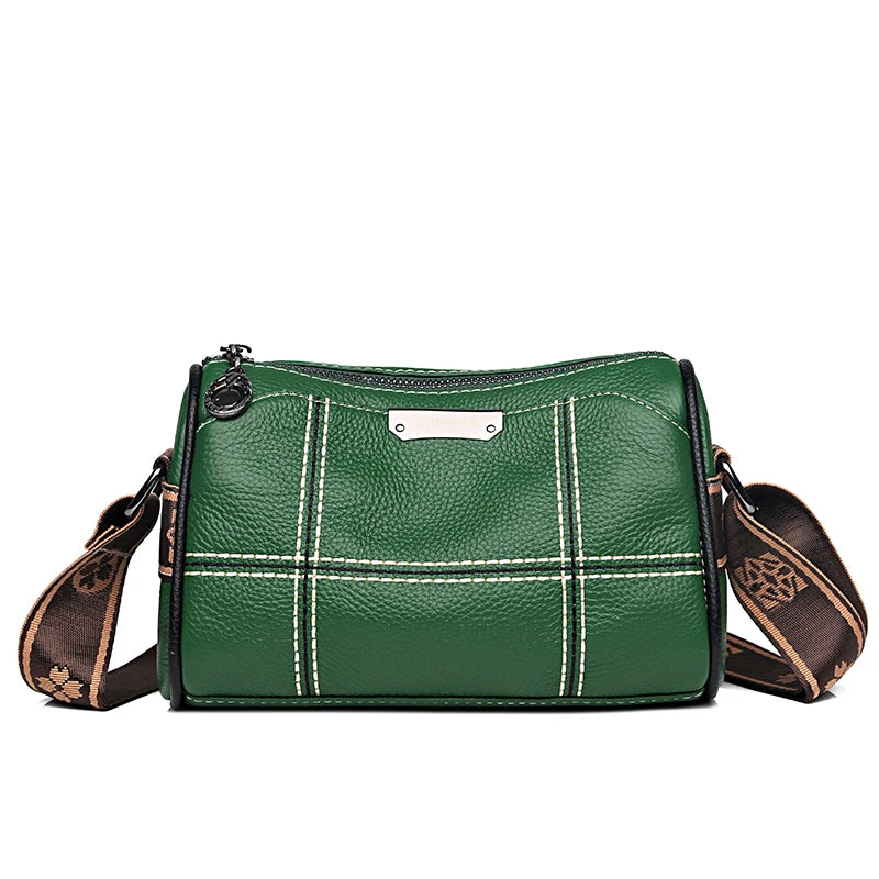 Women Genuine Leather Handbags Luxury Designer 3 Layers Cow Leather Shoulder Crossbody Bags Ladies Large Capacity Messenger Bag