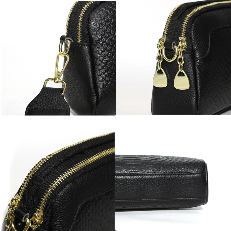 Women Genuine Leather Shoulder Crossbody Bags High Quality Solid Cow Leather Ladies Handbags Designer Female Messenger Tote Sac