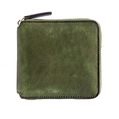 Women Genuine Leather Zipper Mini Wallet Handy Money Pocket Vintage Leisure Female Bifold Multi-Card Holder Coin Purse Bag
