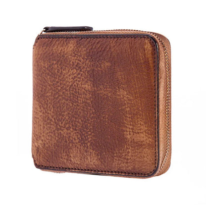Women Genuine Leather Zipper Mini Wallet Handy Money Pocket Vintage Leisure Female Bifold Multi-Card Holder Coin Purse Bag