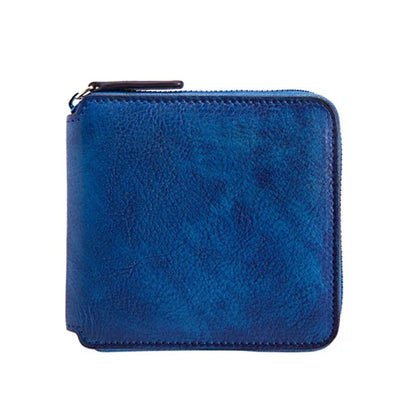 Women Genuine Leather Zipper Mini Wallet Handy Money Pocket Vintage Leisure Female Bifold Multi-Card Holder Coin Purse Bag