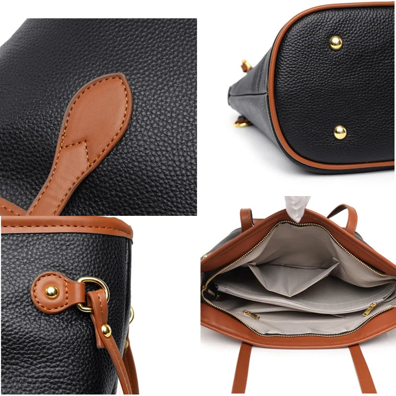 Women Genuine Lether Crossbody Bag High Quality Handbag Girl Simple Tote Bag High Capacity Commuter Stylish Female Shoulder Bags