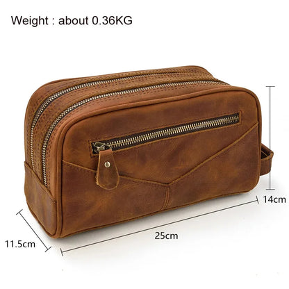 Women Genuine Wash Toiletry Organizer Toilet Cosmetic Bag Travel Purses Male Female Dopp Kits Men Leather