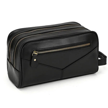 Women Genuine Wash Toiletry Organizer Toilet Cosmetic Bag Travel Purses Male Female Dopp Kits Men Leather