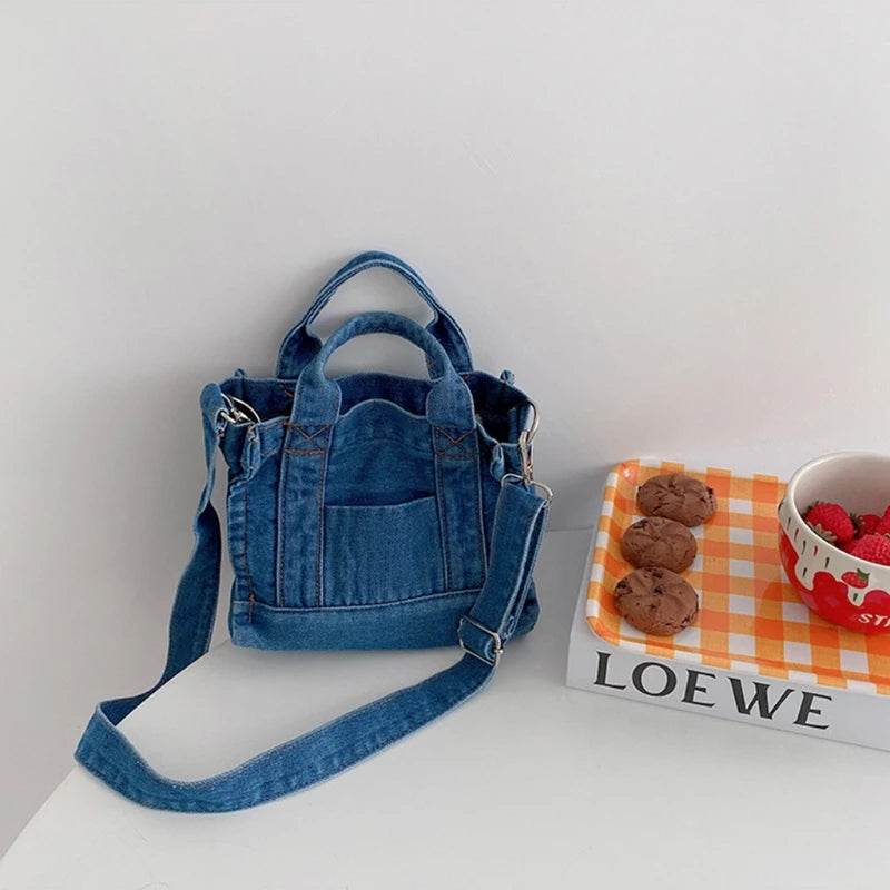 Women Girl Small Denim Handbag Shoulder Messenger Crossbody Bag Satchel Summer Tote Purse