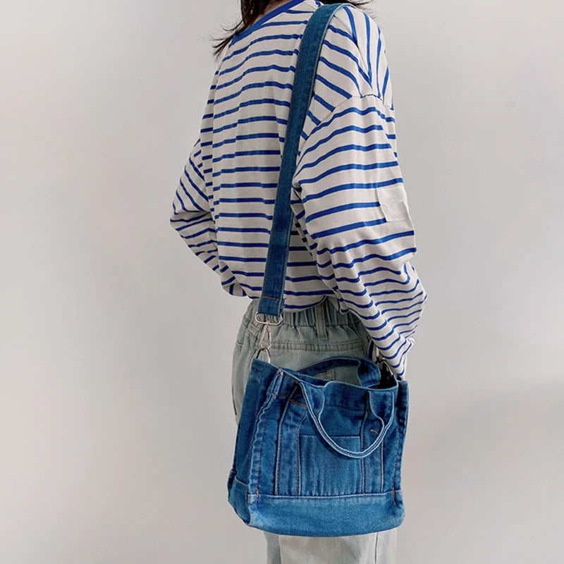 Women Girl Small Denim Handbag Shoulder Messenger Crossbody Bag Satchel Summer Tote Purse