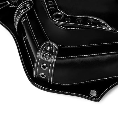Women Girls Gothic Waist Bag PU Leather Steampunk Side Bag Travel Purse Black Crossbody Messenger PU Leather Bag Purse punk wai