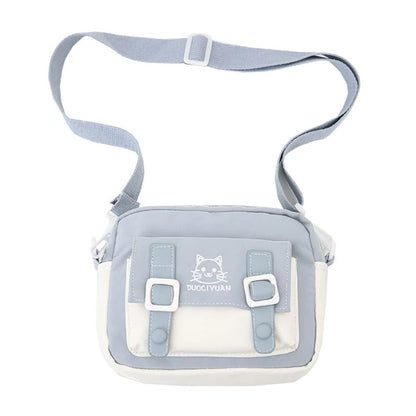 Women Girls Kawaii Crossbody Bag Cute Cartoon Cat Embroidery Small Messenger Handbag Preppy Student Shoulder Purse