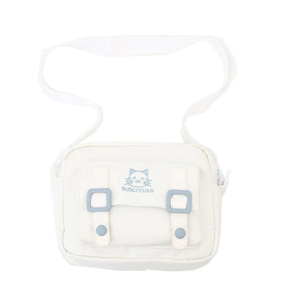 Women Girls Kawaii Crossbody Bag Cute Cartoon Cat Embroidery Small Messenger Handbag Preppy Student Shoulder Purse