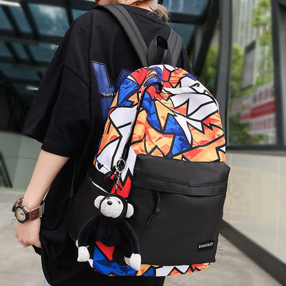 Women Graffiti School Bag Cool Lady Harajuku College Backpack Trendy Girl Travel Book Backpack Fashion Female Laptop Student Bag