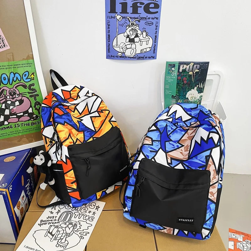 Women Graffiti School Bag Cool Lady Harajuku College Backpack Trendy Girl Travel Book Backpack Fashion Female Laptop Student Bag