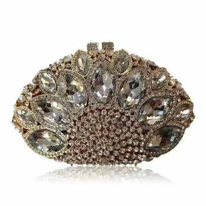 Women Green Blue Pink Champagne Peacock Crystal Clutch Purse Diamond Wedding Bridal Party Evening Bag Cocktail Banquet Handbags