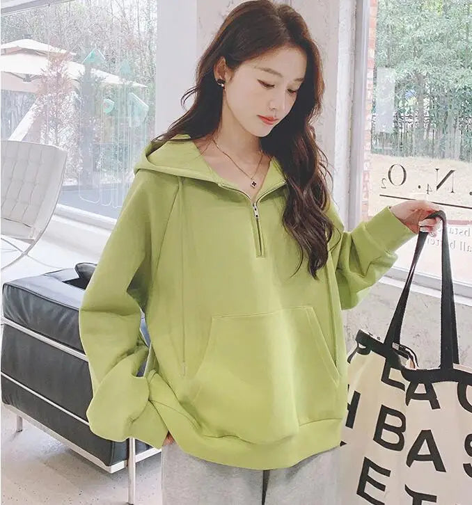 Women Half Zip Hoodies Long Sleeve Hooded Sweatshirt
