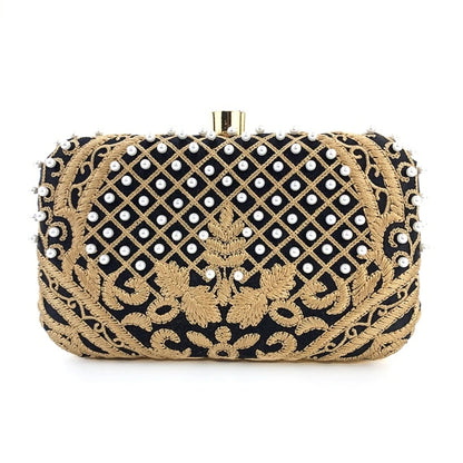 Women Handbag Evening Bag Party Bridal Clutch Embroidery Prom Wedding Purse Shoulder Crossbody Bags Detachable Chain