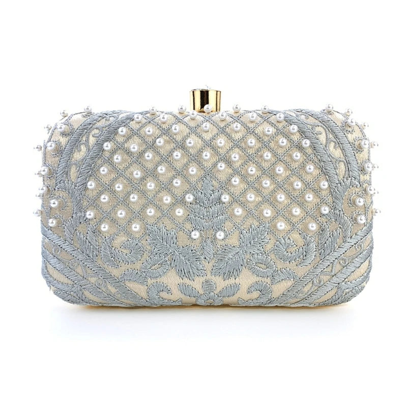 Women Handbag Evening Bag Party Bridal Clutch Embroidery Prom Wedding Purse Shoulder Crossbody Bags Detachable Chain