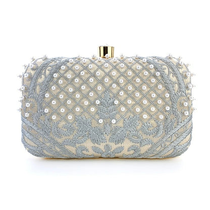 Women Handbag Evening Bag Party Bridal Clutch Embroidery Prom Wedding Purse Shoulder Crossbody Bags Detachable Chain