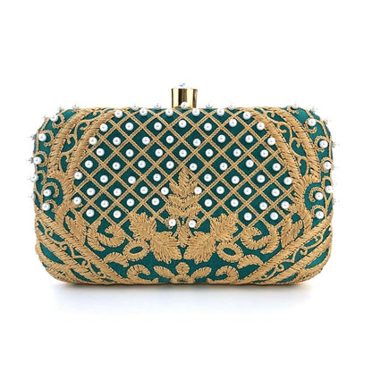 Women Handbag Evening Bag Party Bridal Clutch Embroidery Prom Wedding Purse Shoulder Crossbody Bags Detachable Chain