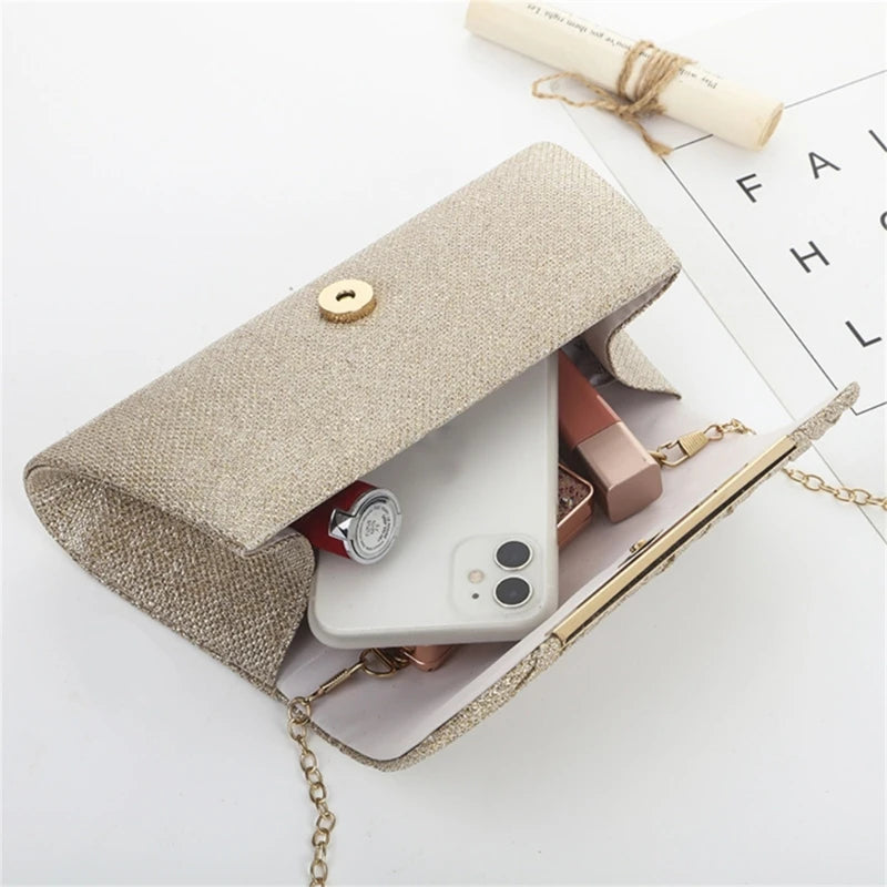 Women Handbag Evening Bag Party Bridal Clutch Prom Wedding Purse Shoulder Crossbody Bags Detachable Chain