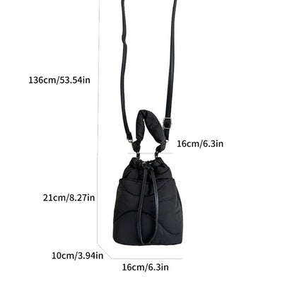 Women Handbag Nylon Down Puffer Crossbody Bag Fashionable Bucket Shoulder Bag