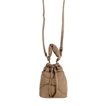 Women Handbag Nylon Down Puffer Crossbody Bag Fashionable Bucket Shoulder Bag