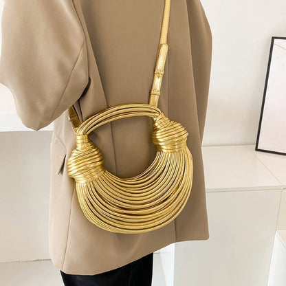 Women Handbag Purse Knotted Woven Clutch Purse Women's Satchel Bag Evening Bag
