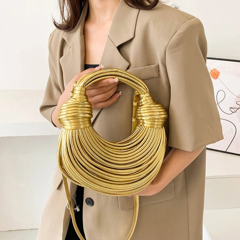 Women Handbag Purse Knotted Woven Clutch Purse Women's Satchel Bag Evening Bag