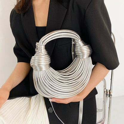 Women Handbag Purse Knotted Woven Clutch Purse Women's Satchel Bag Evening Bag