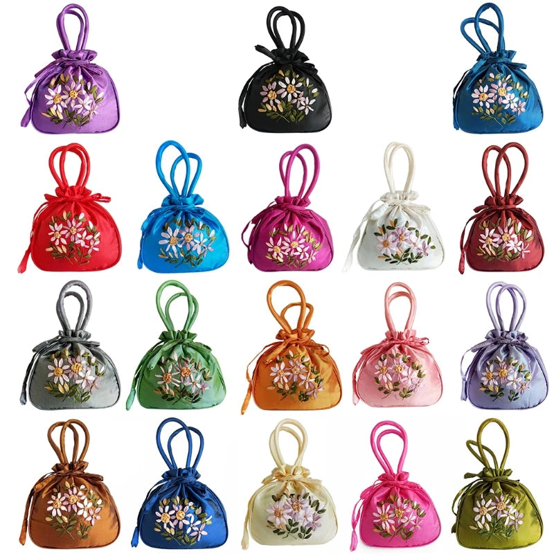 Women Handbag Shoulder Ladies Floral Embroidered Purse Messenger Satchel Top Handle Tote Shopping Bag