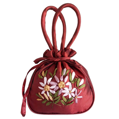 Women Handbag Shoulder Ladies Floral Embroidered Purse Messenger Satchel Top Handle Tote Shopping Bag