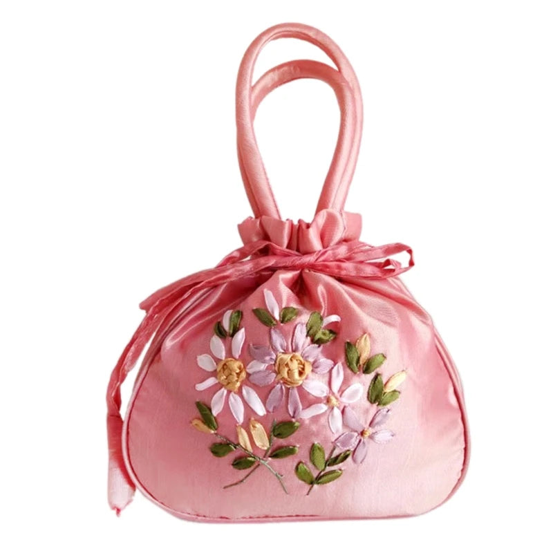 Women Handbag Shoulder Ladies Floral Embroidered Purse Messenger Satchel Top Handle Tote Shopping Bag