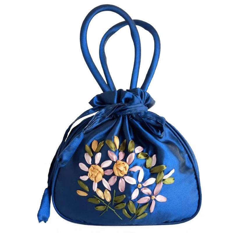 Women Handbag Shoulder Ladies Floral Embroidered Purse Messenger Satchel Top Handle Tote Shopping Bag