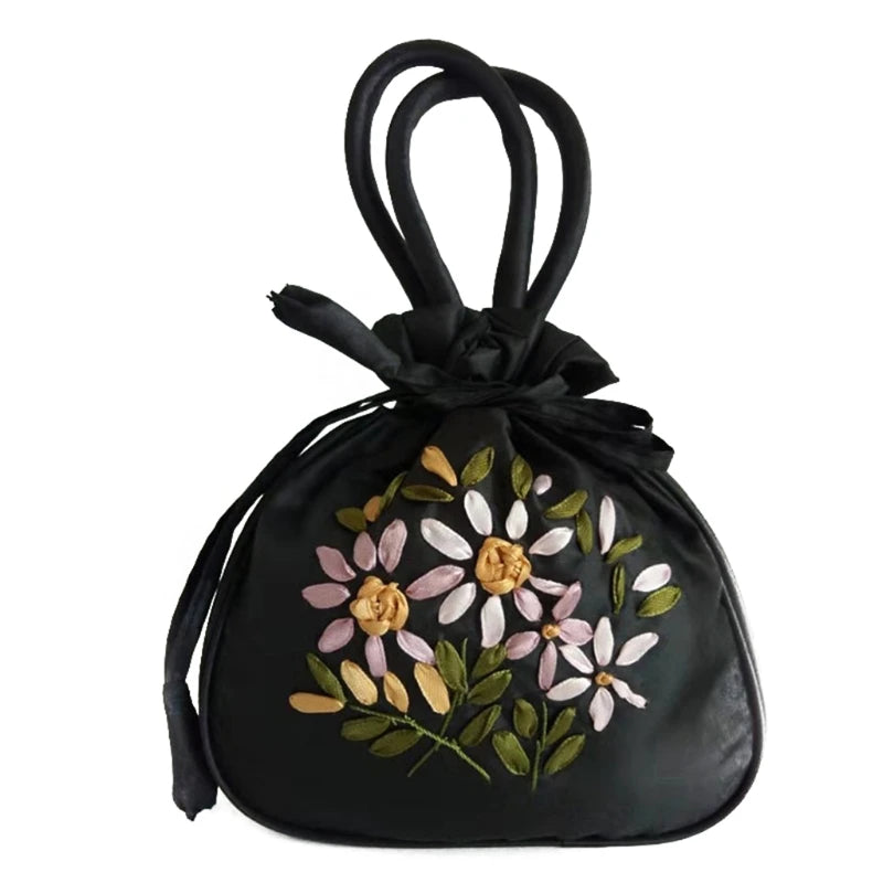 Women Handbag Shoulder Ladies Floral Embroidered Purse Messenger Satchel Top Handle Tote Shopping Bag